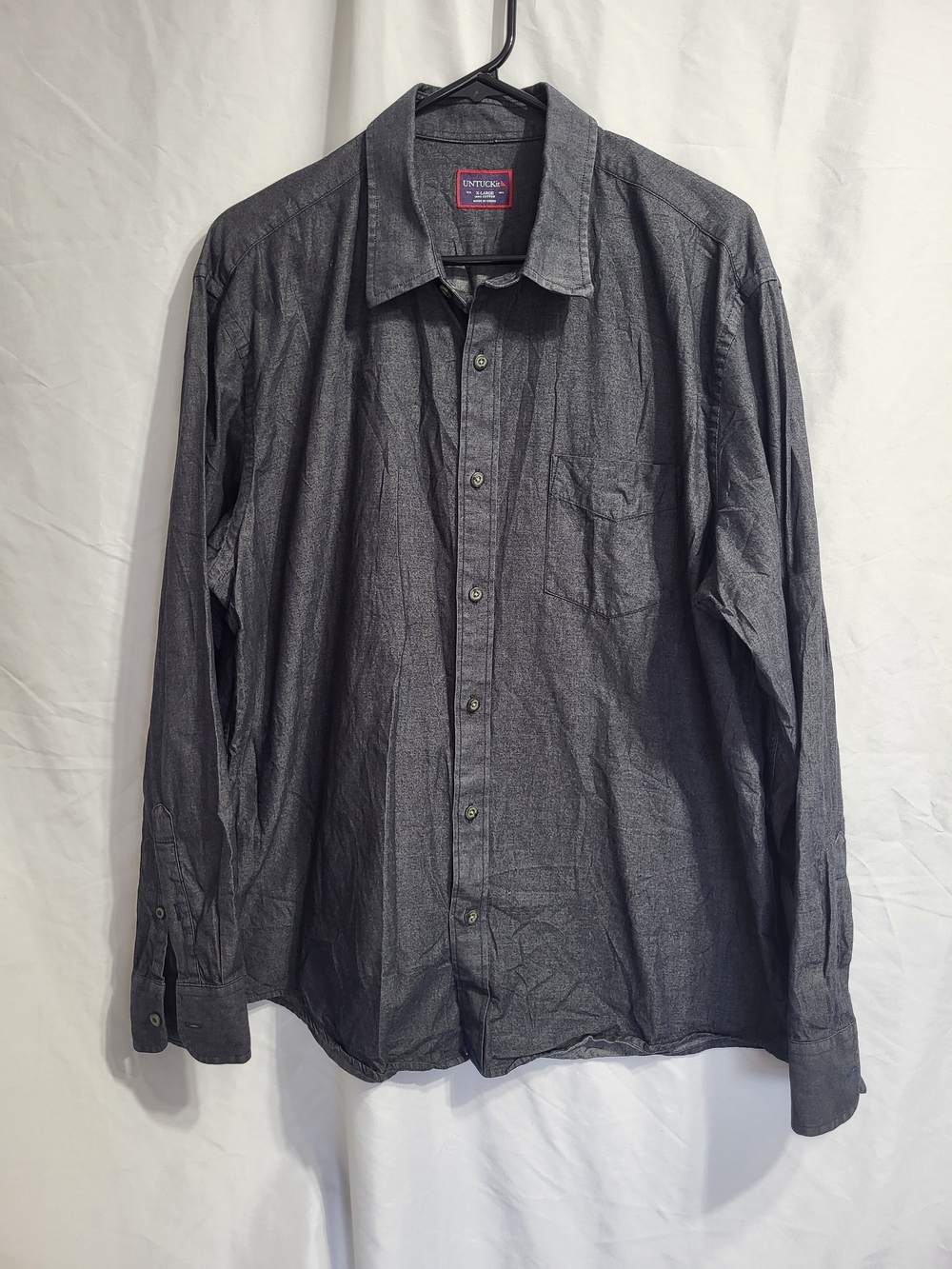Untuckit Men's Long Sleeve Shirt - Charcoal Gray, Size XL